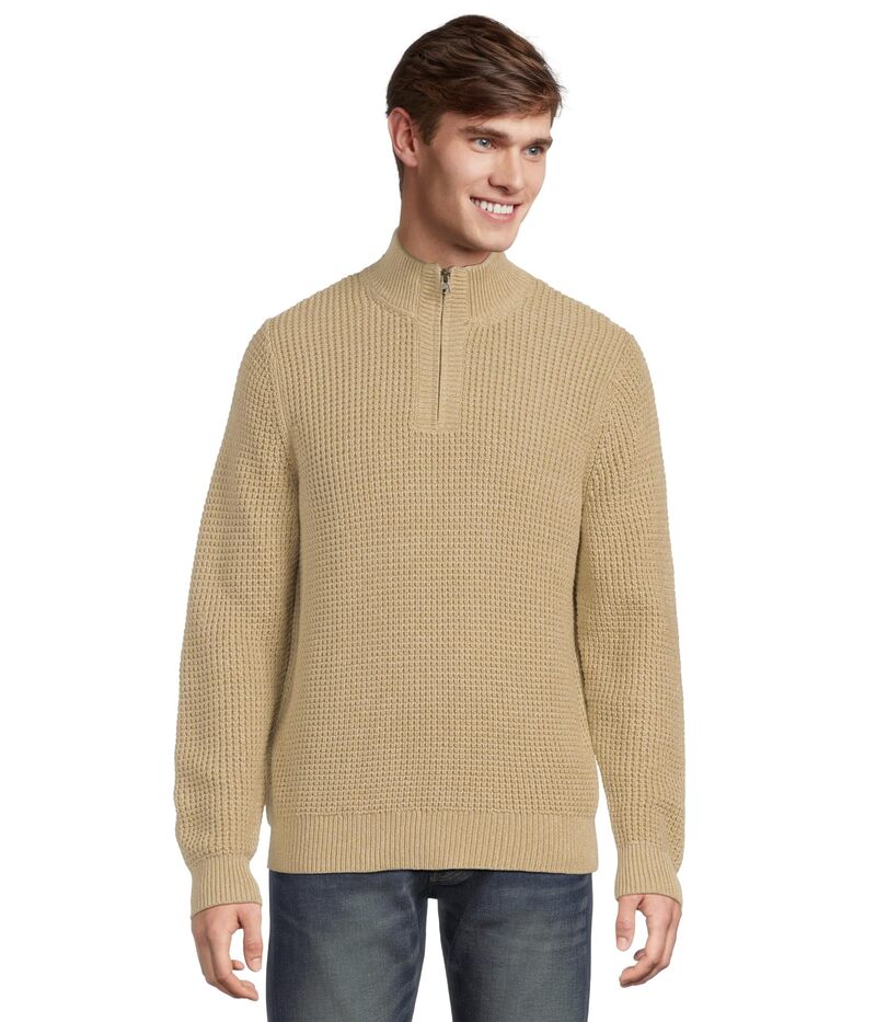 エルエルビーン メンズ アウター 編み物・プルオーバー 綿織物 L.L.Bean Organic Cotton Waffle Sweater 1/4 Zip Field Khaki カーキ