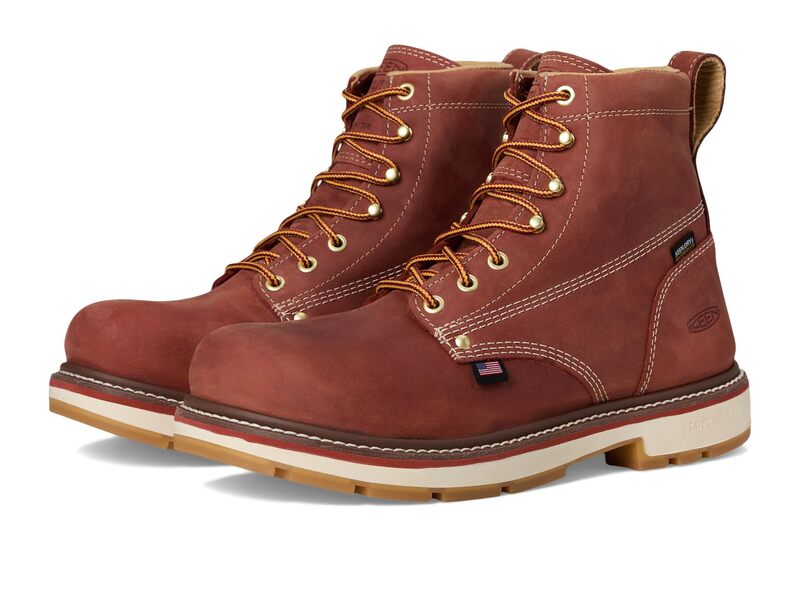 キーン メンズ シューズ ブーツ・レインブーツ ヒール KEEN Utility Liberty 6\" Waterproof 90 ° Heel Boot (Carbon Toe) Bombay Brown/Gu ブラウン
