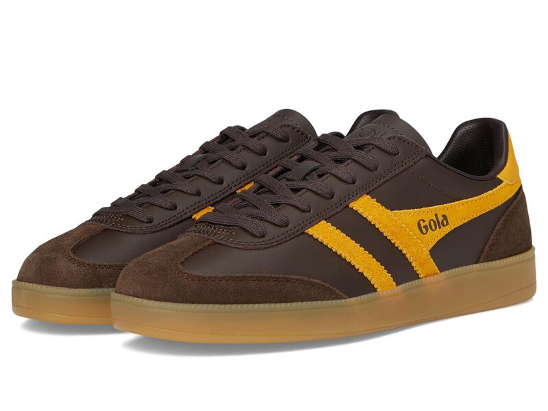 ゴラ メンズ シューズ スニーカー なめし革 Gola Viper Leather Dark Brown/Sun/ 赤銅色