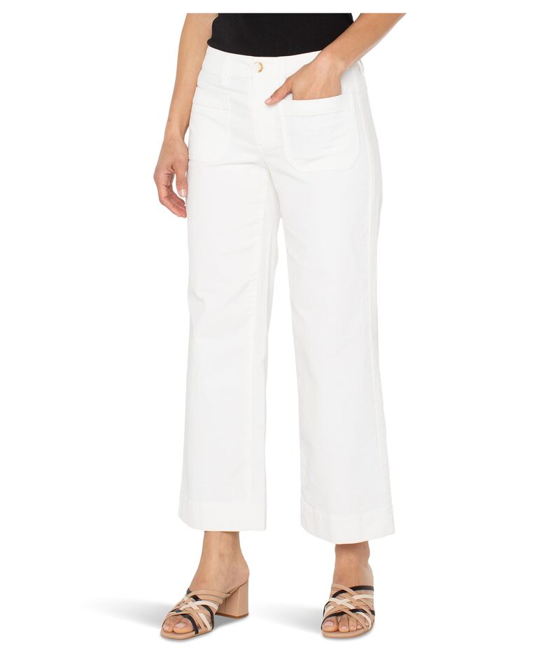 リヴァプール ロサンゼルス レディース ボトムス カジュアルパンツ ワイドレッグ コーデュロイ Liverpool Los Angeles Mid-rise Corduroy Crop Wide Leg W/ Patch Pockets Vintage White ホワイト