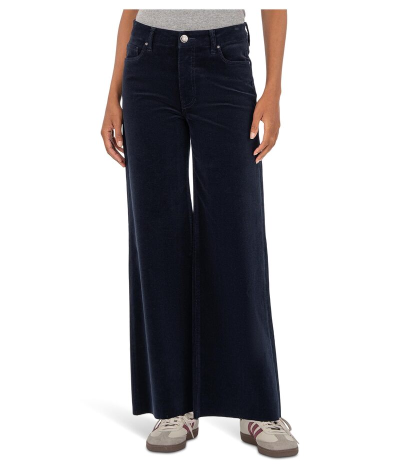 カットフロムザクロス レディース ボトムス デニムパンツ ワイドレッグ KUT from the Kloth Meg High-Rise Fab Ab Wide Leg Raw Hem-Long Inseam Navy ネイビー