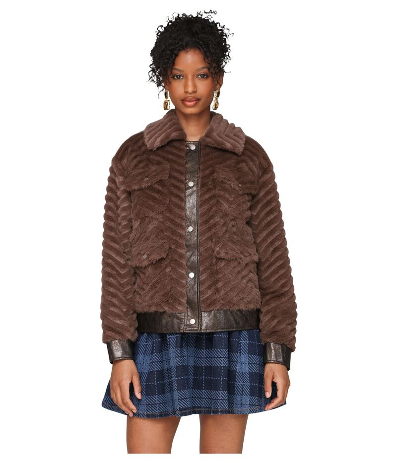 アヴェックレフィーユ レディース アウター コート ジャケット Avec Les Filles Faux Fur Trucket Jacket Mink- Java ミンク