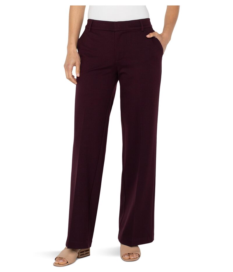 リヴァプール ロサンゼルス レディース ボトムス カジュアルパンツ ワイドレッグ Liverpool Los Angeles Kelsey Mid-rise Super Stretch Ponte Wide Leg Trousers Dark Plum プラム