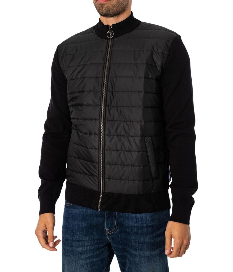 バブアー メンズ アウター 編み物・プルオーバー Barbour Essential Carn Baffle Zip Thru Black 黒いこと