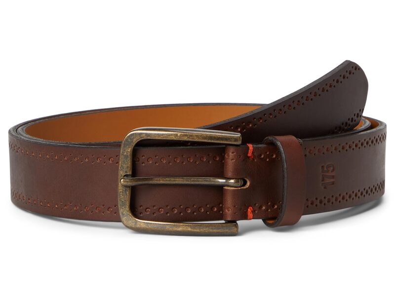 ジョンストンアンドマーフィー メンズ 付属品 胴締め ブローグ なめし革 Johnston \u0026 Murphy 175th Anniversary Brogue Leather Belt Brown 赤銅色