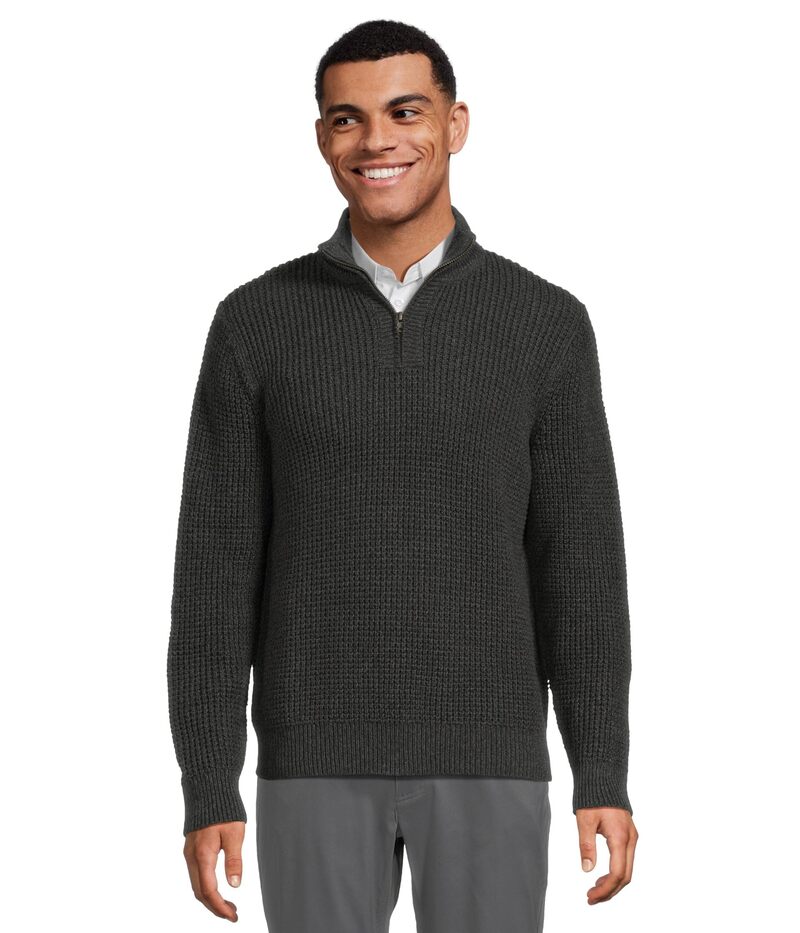 エルエルビーン メンズ アウター 編み物・プルオーバー 綿織物 L.L.Bean Organicotton Waffle Sweater 1/4 Zip Faded Black 黒いこと