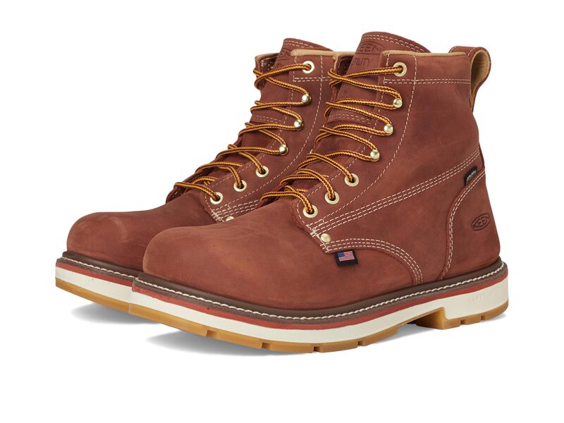 キーン メンズ シューズ ブーツ・レインブーツ ヒール KEEN Utility Liberty 6\" Waterproof 90 ° Heel Boots (Softoe) Bombay Brown/Gu ブラウン