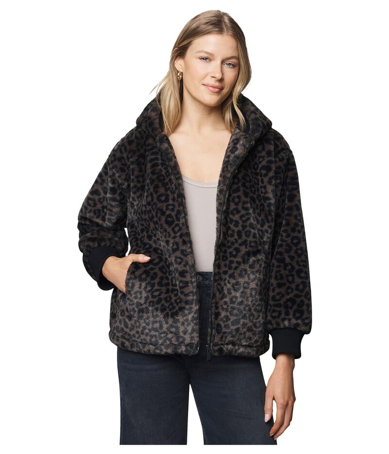 スプレンディット レディース アウター コート ジャケット Splendid Lucia Fur Zip-up Jacket Leopard Print アニマル