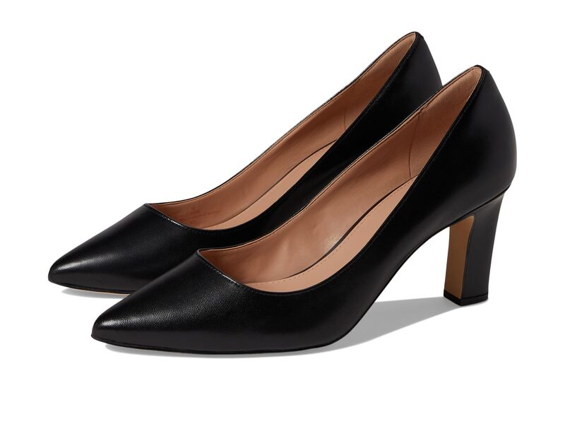 電話を掛けるハーン レディース シューズ 踵 Cole Haan Mylaheel Pump 75粍 Black Leather 黒いこと