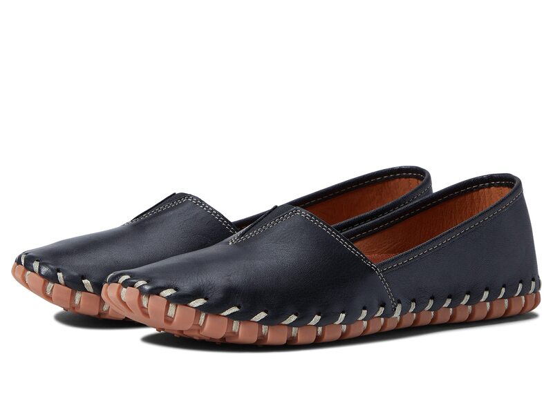 春季足付き レディース シューズ スリッポン・ローファー Spring Step Kathaleta Black Leather 黒いこと レディース靴-靴-ローファー