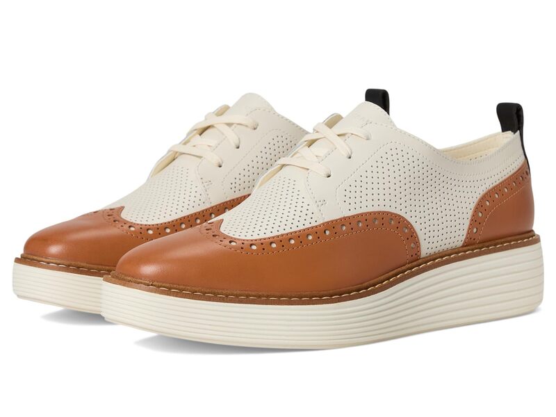 コールハーン レディース シューズ オックスフォード プラットフォーム Cole Haan Originalgrand Platform Wing Tip Oxford Pecan/Ivory アイボリー
