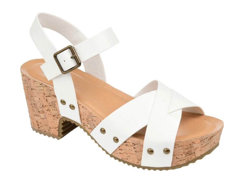 ジュルネ 寄せ合わせ レディース シューズ 踵 サンダル Journee Collection Comfort Foam Valentina Sandals White 白いこと