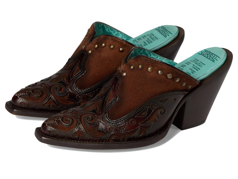 コーラルブーツ レディース シューズ 踵 Corral Boots Lady Inlay \u0026 Embroidery \u0026 Studs Mule Brown/Chocolate 赤銅色