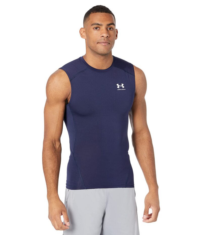 アンダーアーマー メンズ トップス プルオーバー ノースリーブ Under Armour Heatgearmour Compression Sleeveless Midnight Navy/W 米国海軍