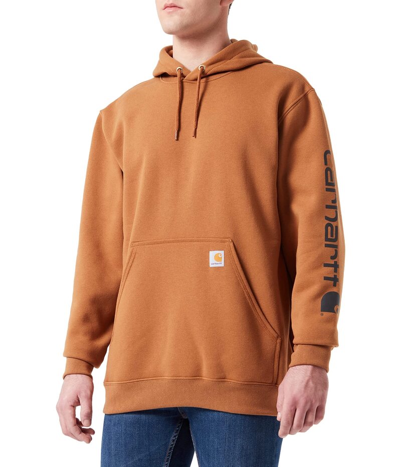 カーハート メンズ アウター パーカー・スウェット シャツ ロゴ グラフィック Carhartt Loose Fit Midweight Logo Sleeve Graphic Sweatshirt Carhartt Brown ブラウン