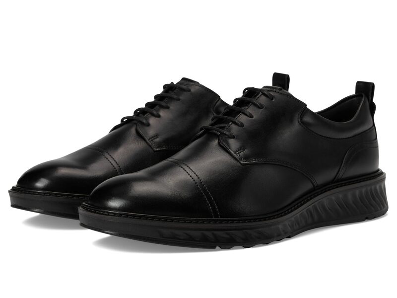 残響音 メンズ シューズ オックスフォード 旗がしら ECCO ST.1 Hybrid Cap Toe Oxford Black/Black Out 黒いこと