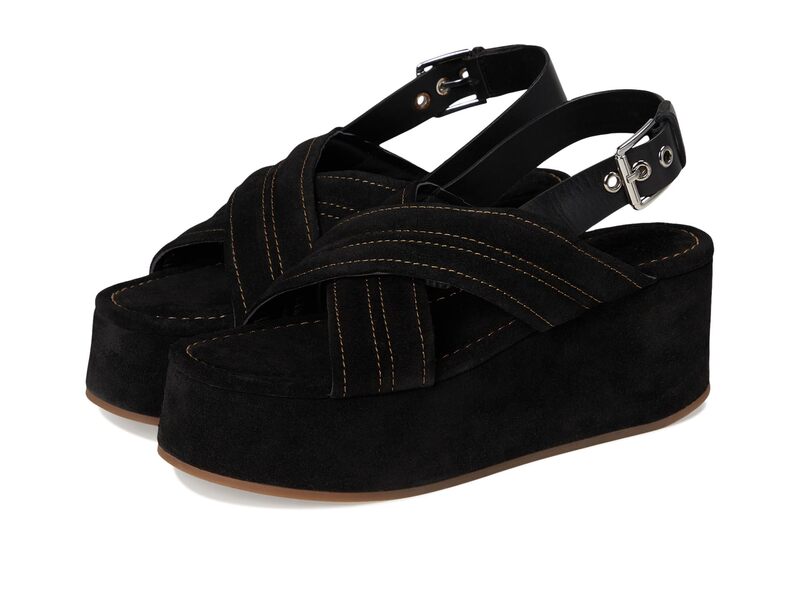 フリーピープル レディース シューズ 踵 プラットホーム Free People Beach Party Platform Black Suede 黒いこと