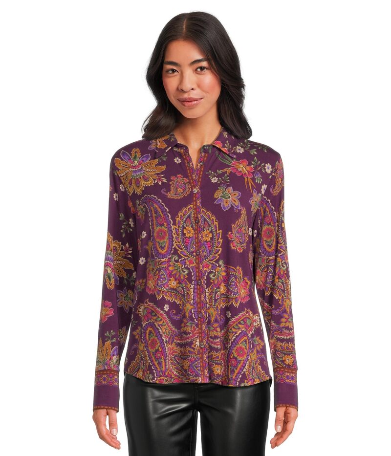 ジョニーワズ レディース トップス シャツ Johnny Was The Janie Favorite Button Front Shirt Domitila Scarf