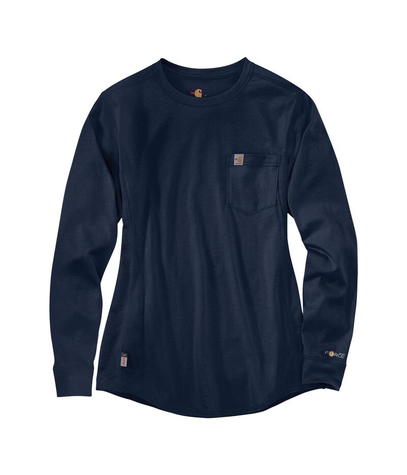 カーハート レディース トップス シャツ コットン Carhartt Flame-Resistant ForceR Cotton Long Sleeve Crew Dark Navy ネイビー