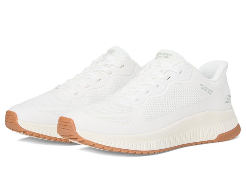 スケッチャーズ レディース シューズ スニーカー BOBS from SKECHERS Hands Free Slip-Ins Bobsquad 4 - Staple Look White ホワイト