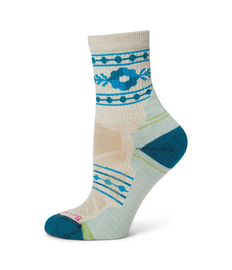 かっこ良い羊毛 レディース アンダーお召しもの ソックス 御花柄 御花 Smartwool Hike Light Cushion Retro Floral Mid Crew Socks Moonbeam