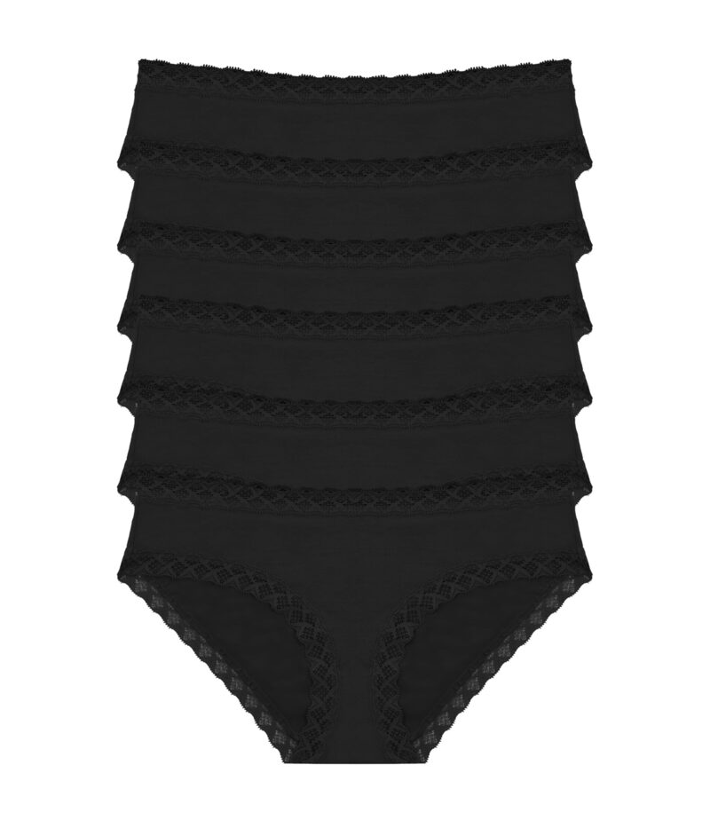 ナトリ レディース アンダー御召しもの ズボン下 Natori Bliss Girl Brief 6-Pack Black 黒いこと
