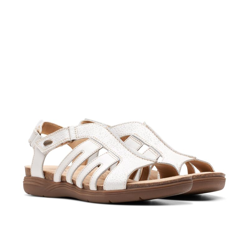 クラークス レディース シューズ サンダル Clarks April Belle White Leather ホワイト