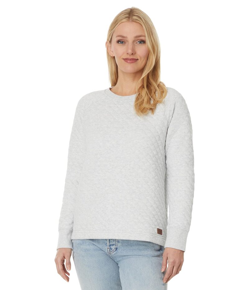 エルエルビーン レディース アウター 編み物・プルオーバー 労働者の一団のど首 キルティング L.L.Bean Quilted Crew Neck Pullover Light Gray Heat 薄墨色 トップス-セーター