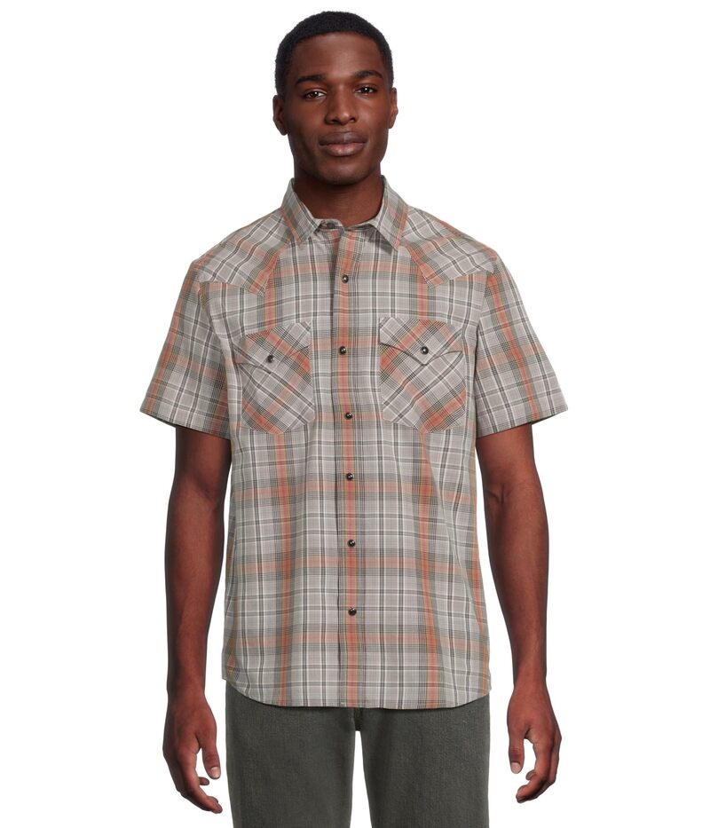 ペンドルトン メンズ トップス シャツ Pendleton Frontier Shirt Short Sleeve Grey/Black/Red ブラック