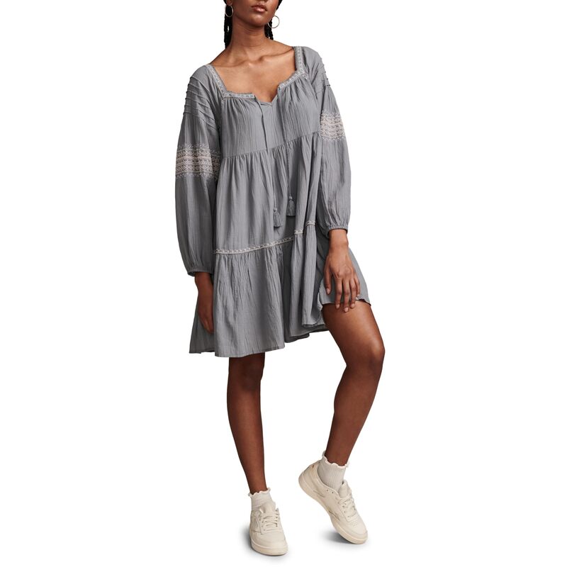 ラッキーブランド レディース トップス 衣装 ティアード ミニ 刺しゅう Lucky Brand Embroidered Tiered Long Sleeve Mini Blue 青み