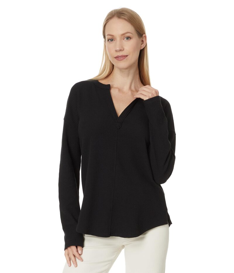 リラピー レディース トップス シャツ Lilla P Rounded Hem Split Neck Black ブラック