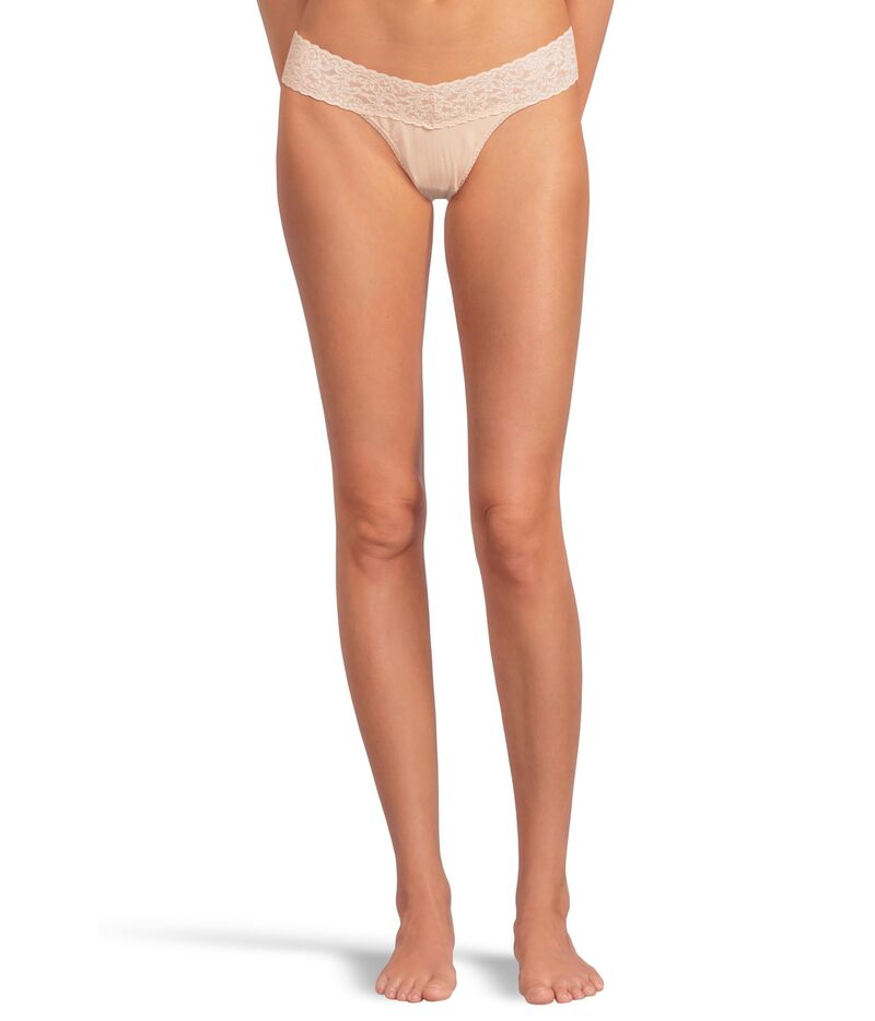 ハンキーパンキー レディース アンダー御召しもの ズボン下 綿織物 スピード競技 Hanky Panky Organicotton Original Rise Thong w/ Lace Chai