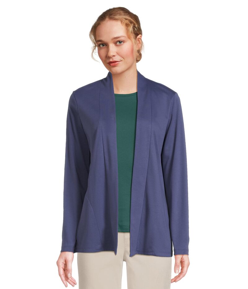 エルエルビーン レディース アウター 編み物・プルオーバー 綿織物 ジレー L.L.Bean Pima Cotton Open Cardigan With Pockets Dark Twilight B レディースファッション-セーター-ニット・セーター