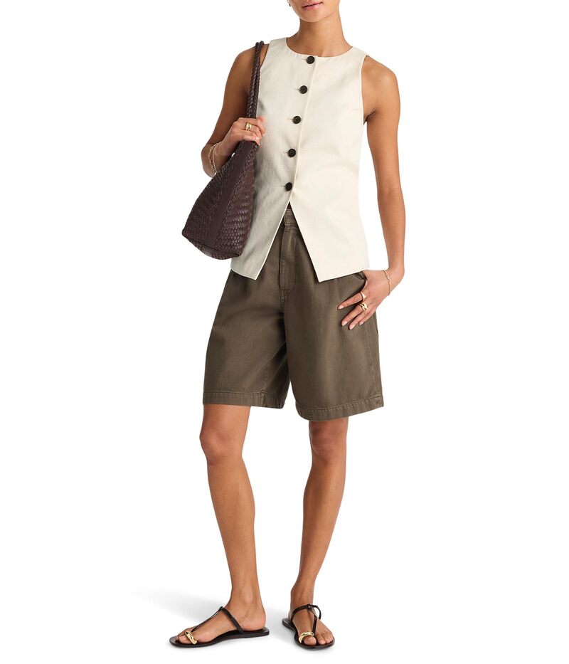 メイドウェル レディース トップス シャツ クルーネック ベスト Madewell Crewneck Cutaway Vest - Tencel Twill Vintage Ivory アイボリー