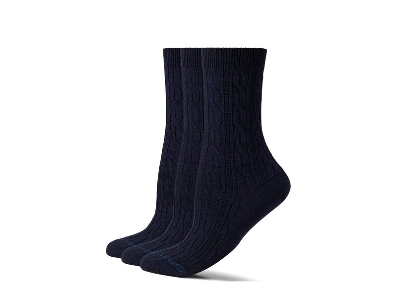かっこ良い羊毛 レディース アンダー御召しもの ソックス Smartwool Everyday Cable Crew Socks 3-Pack Deep Navy Heath 米国海軍