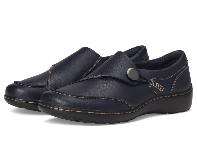 クラークス レディース シューズ スリッポン・ローファー Clarks Cora Teresa Navy Tumbled Le 米国海軍