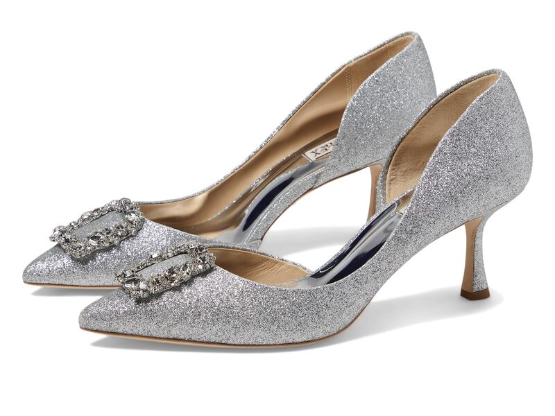 バッジェリーミシュカ レディース シューズ 踵 Badgley Mischka Fabia II Silver しろがね色