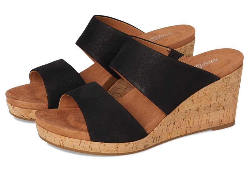鍵を掛ける界面 レディース シューズ 踵 Rockport Briah II Slide Black Leather 黒いこと
