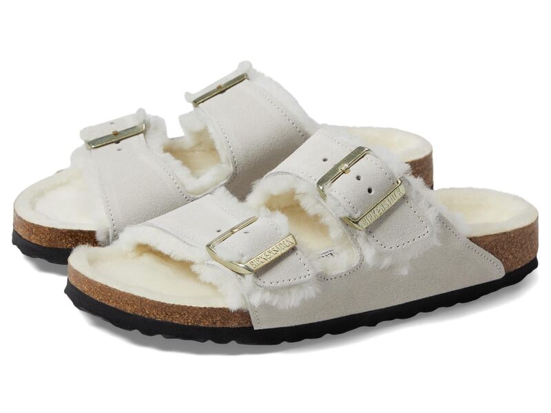 ビルケンシュトック レディース シューズ サンダル スエード Birkenstock Arizona Shearling - Suede Antique White/A ホワイト
