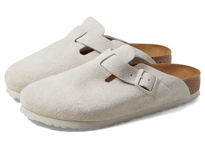 ビルケンシュトック レディース シューズ サンダル スエード Birkenstock Boston Soft Footbed - Suede Antique White ホワイト