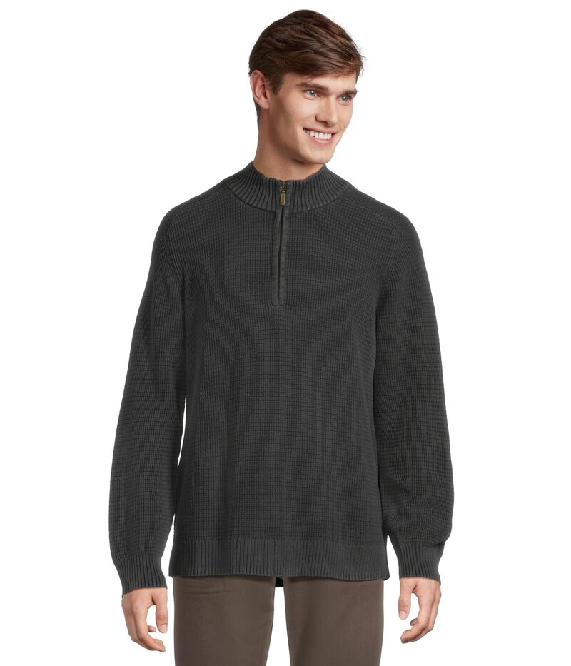 エルエルビーン メンズ アウター 編み物・スウェーター 綿織物 L.L.Bean Textured Washed Cotton Sweaters 1/4 zip Faded Black 黒いこと