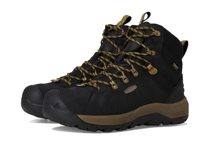 キーン メンズ シューズ ブーツ・レインブーツ KEEN Revel 4 Mid Height Polar Insulated Waterproof Black/Lemon Cur ブラック