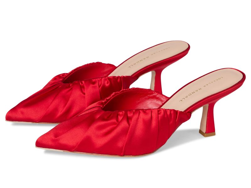 ロフラー 幽客ダル レディース シューズ 踵 シャーリング Loefflerandall Inez Smocked Mid-heel Mule Red 赤いこと