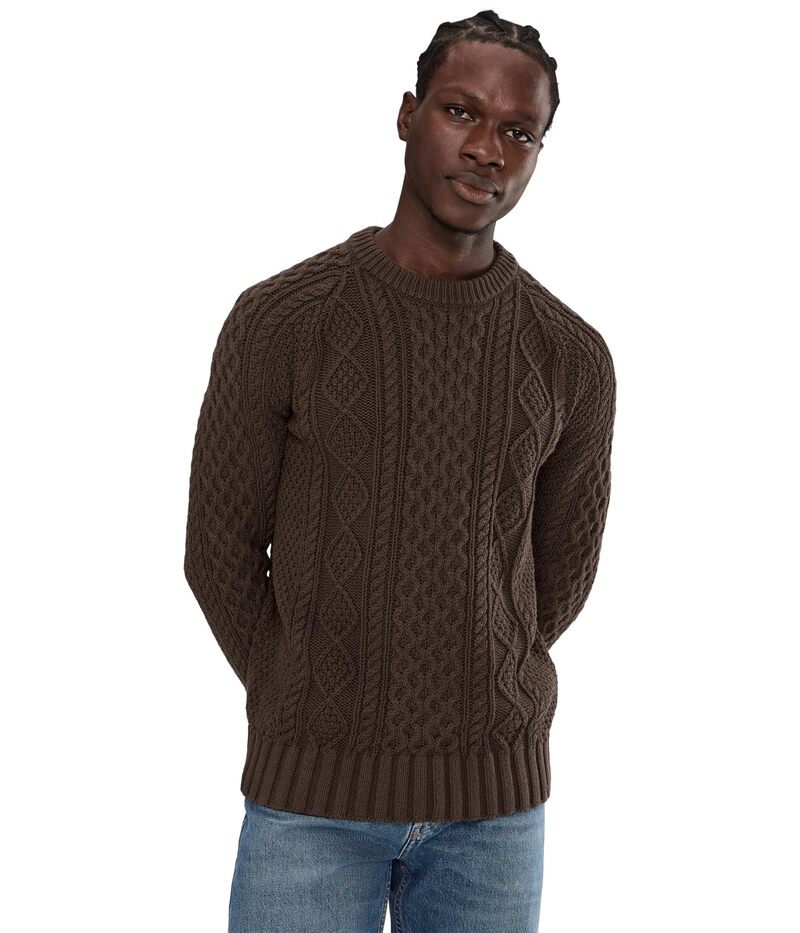 エルエルビーン メンズ アウター 編み物・プルオーバー 綿織物 L.L.Bean Signature Cotton Fisherman Sweater Deep Coffee 珈琲