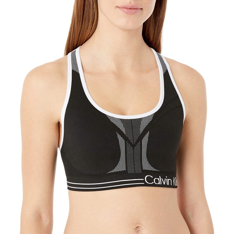 カルバンクライン レディース アンダーウェア ブラジャー Calvin Klein Performance Moisture Wicking Medium Impact Reversible Seamlessports Bra Black/White ホワイト