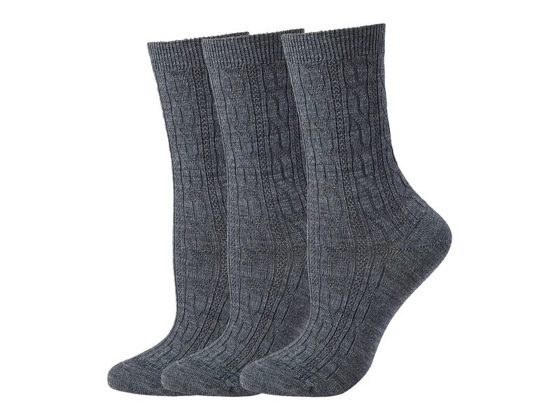 かっこ良い羊毛 レディース アンダー御召しもの ソックス Smartwool Everyday Cable Crew Socks 3-Pack Medium Gray 薄墨色