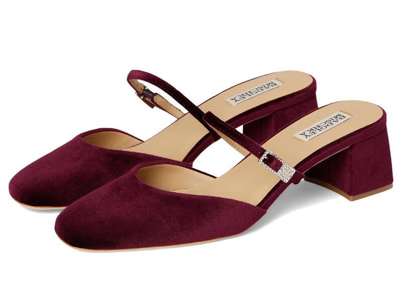 バッジェリーミシュカ レディース シューズ ヒール Badgley Mischka Valarie Wine Velvet ワイン ミュール-レディース靴