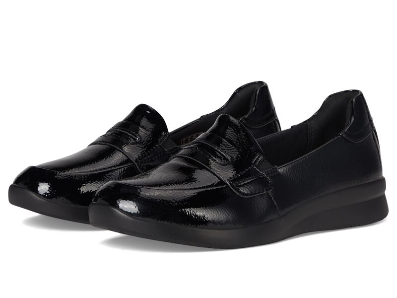 クラークス レディース シューズ サンダル Clarks Ellowyn Penny Black Crinkle P ブラック