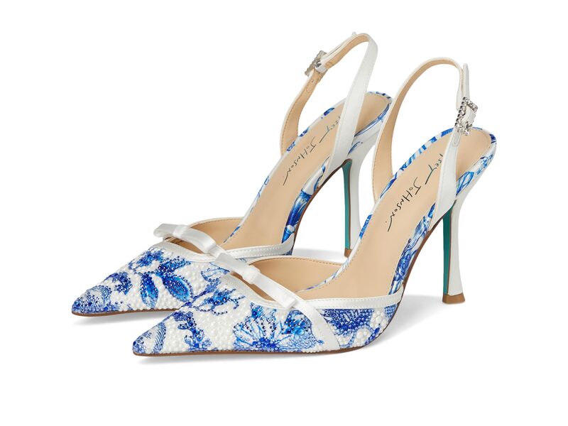 ブルーバイベトシージョンソン レディース シューズ 踵 Blue by Betsey Johnson Roza White Blue Flor 白いこと