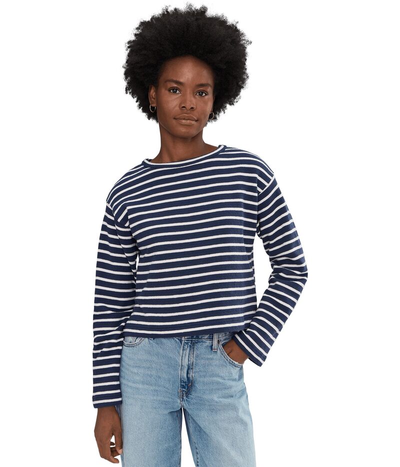 スプレンディット レディース トップス シャツ Splendid Livie Stripe Pullover Navy/Moonstone ネイビー